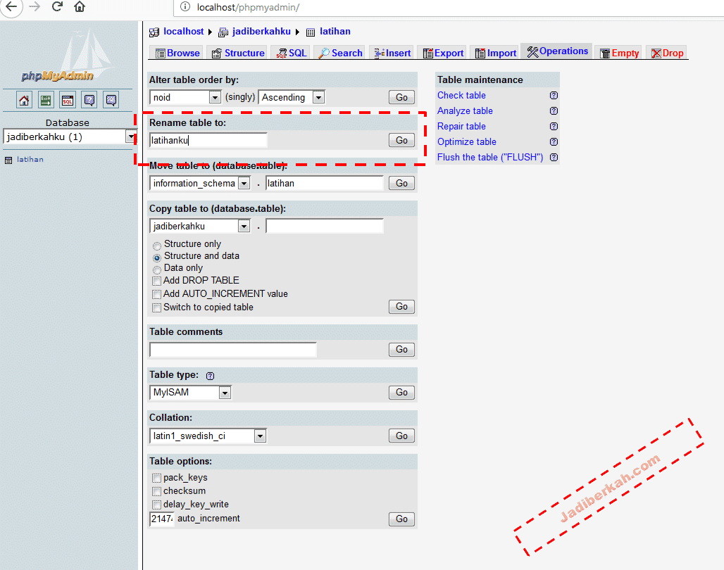 Cara Merubah Nama Tabel Pada Phpmyadmin Dengan Mudah